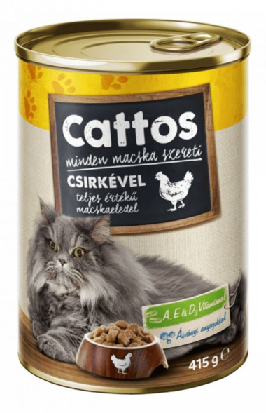 Cattos консервы для кошек, ж/б, 415г, курица