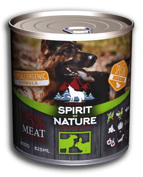 Spirit of Nature консервы для собак, 800г, ягненок-заяц