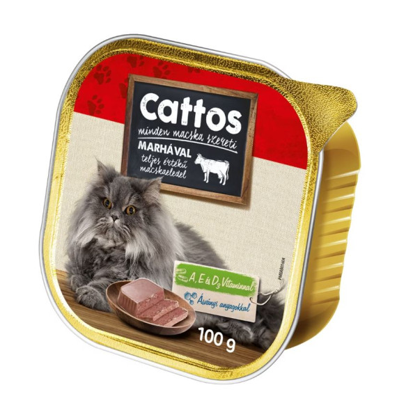 Cattos влажный корм для кошек, ламистер, говядина, 16x100 г
