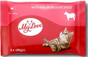 My Love wet cat food in pouch, veeal, 4x100g