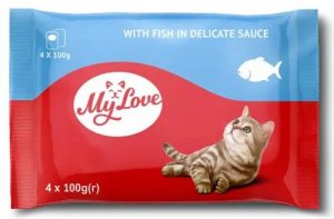 My Love wet cat food in pouch, fish, 4x100g