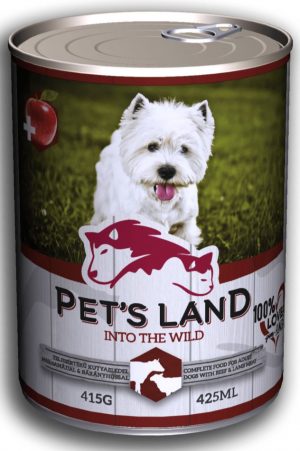 Pet’s Land wet dog food, 800g, Beef-Lamb