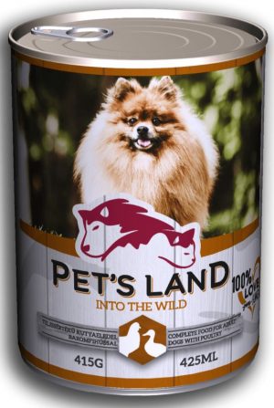 Pet’s Land wet dog food, 415g, Poultry