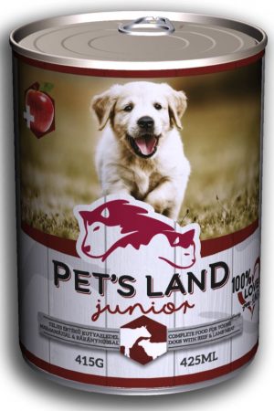 Pet’s Land wet dog food, Junior, 800g, Beef-Lamb