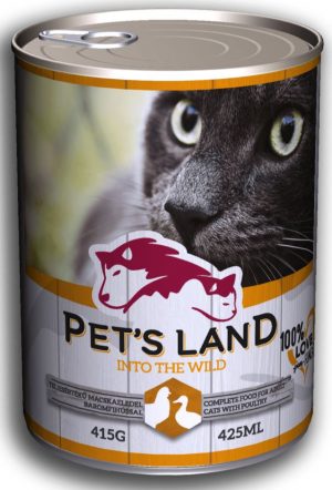 Pet’s Land wet cat food, 415g, Poultry