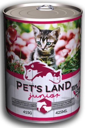 Pet’s Land wet cat food, Junior, 415g, Poultry