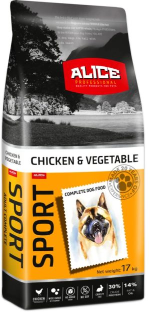 Alice dry dog food, Sport, 17 kg, Chicken-Vegetables
