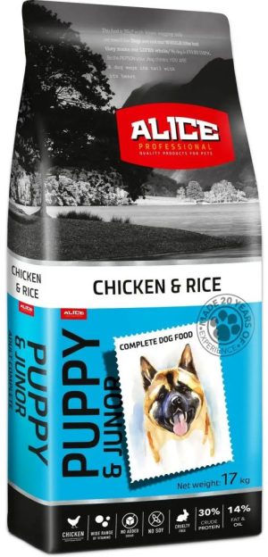 Alice dry dog food, Junior, 17 kg, Chicken-Rice