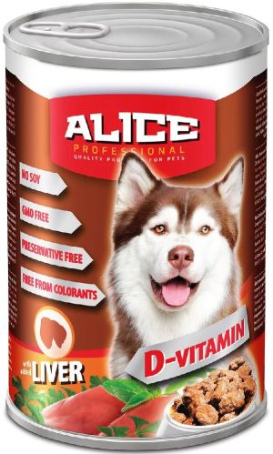 Alice canned wet dog food, 1240 g, Liver