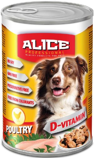 Alice canned wet dog food, 1240 g, Chicken