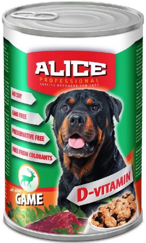 Alice canned wet dog food, 1240 g, Game