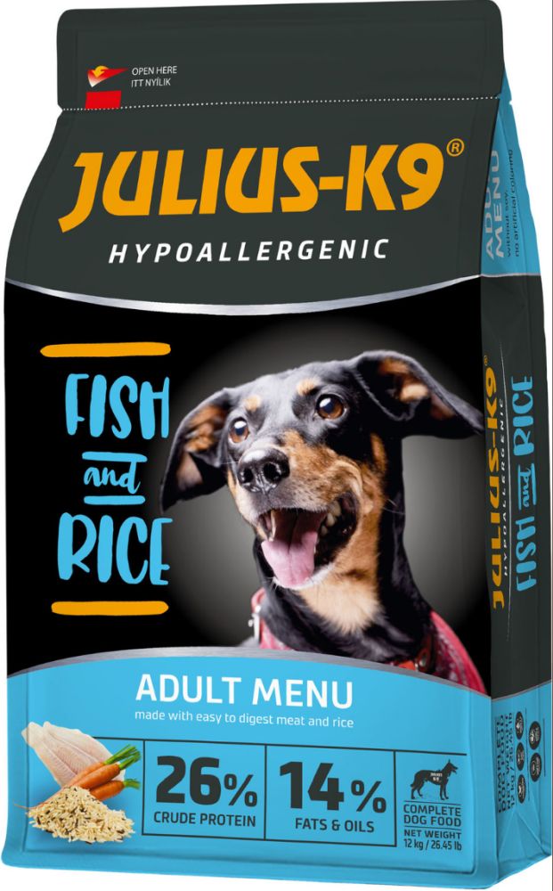 JULIUS K-9 dry dog food, Hypoallergenic, 12 kg, Fish-Rice