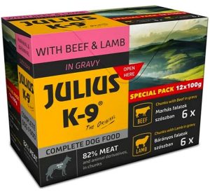 JULIUS K-9 wet dog food, 12x100 g, Beef-Lamb