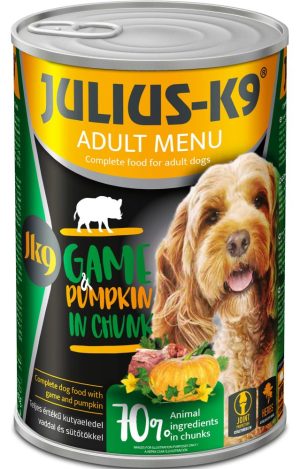 JULIUS K-9 canned wet dog food, 1240 g, Game-Pumpkin