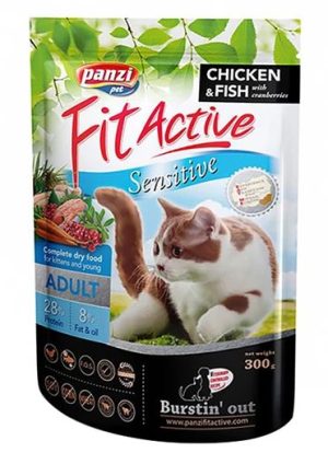 FitActive dry cat food, Sensitive, 300 g, Chicken-Fish-Сranberry