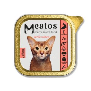 Meatos Cat wet cat food, pate, adult, sterile, alucup, 100 g, salmon